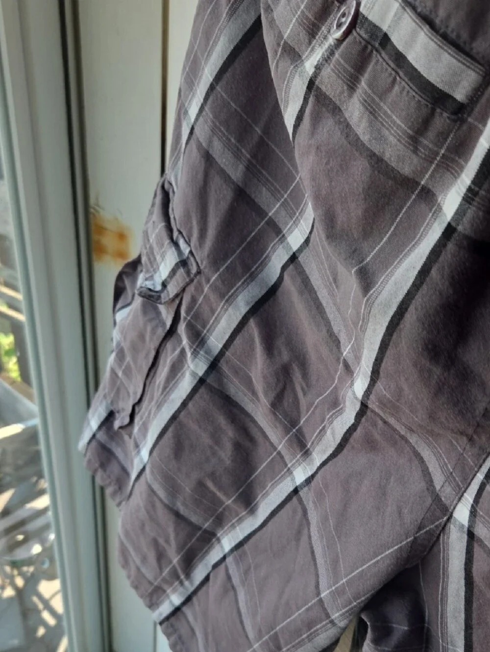 Men's Gray Plaid Cargo Shorts Shaka Y2k